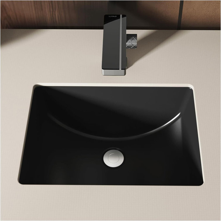 Minoky 18 Inch Undermount Rectangle Bathroom Sink, Porcelain Ceramic